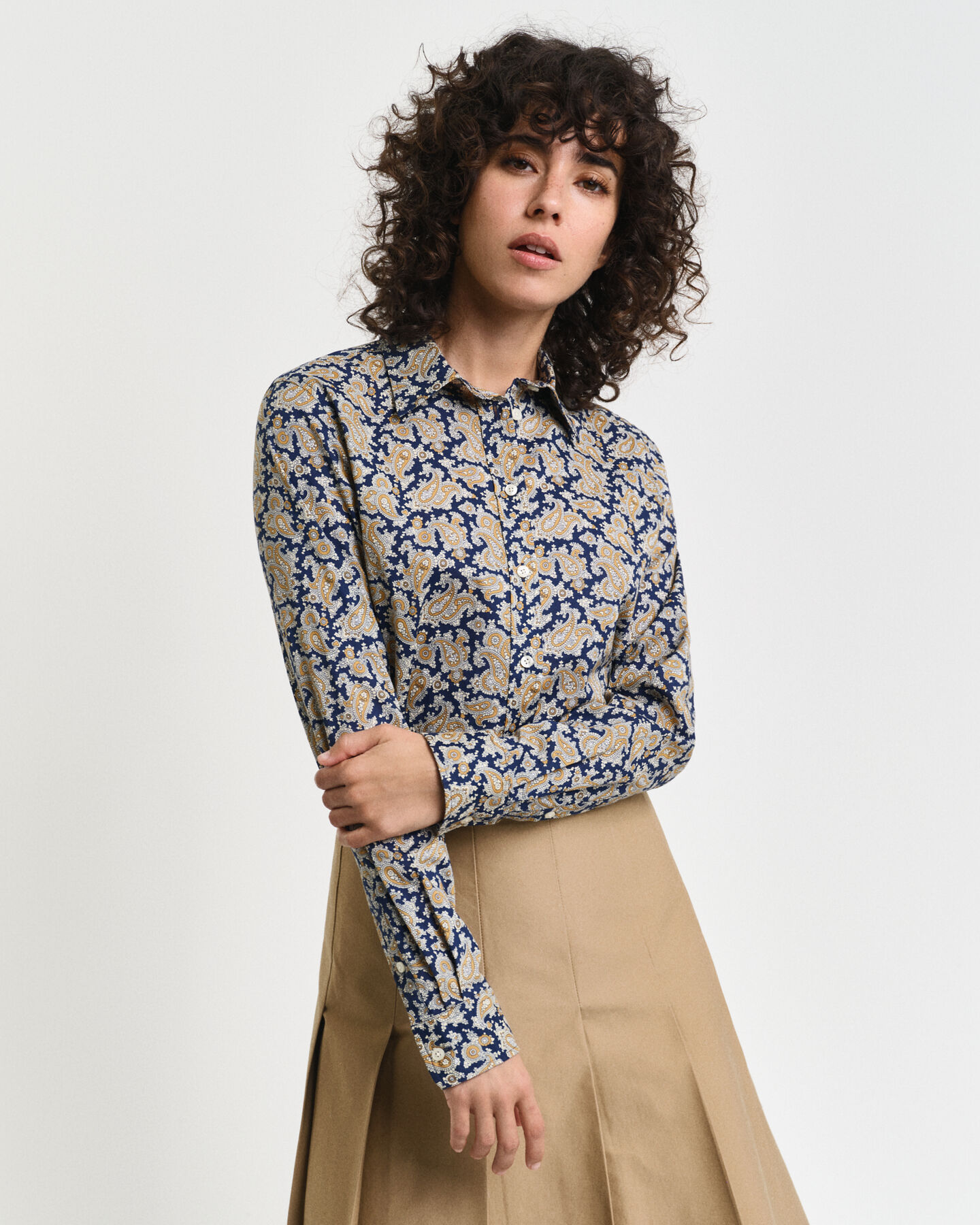Regular Fit Paisley Bluse aus Baumwoll-Voile
