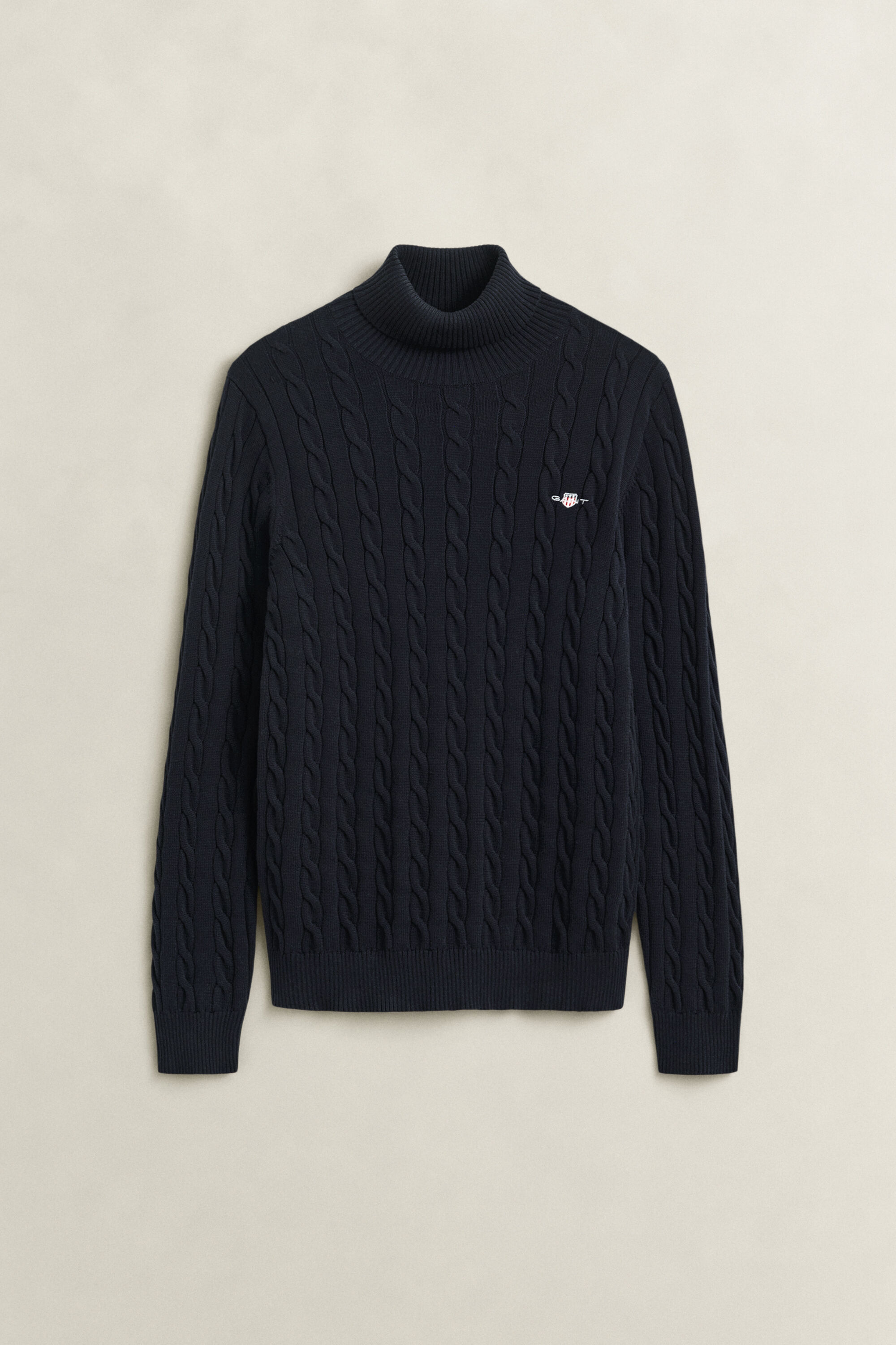 Zopfstrick Rollkragenpullover aus Baumwolle