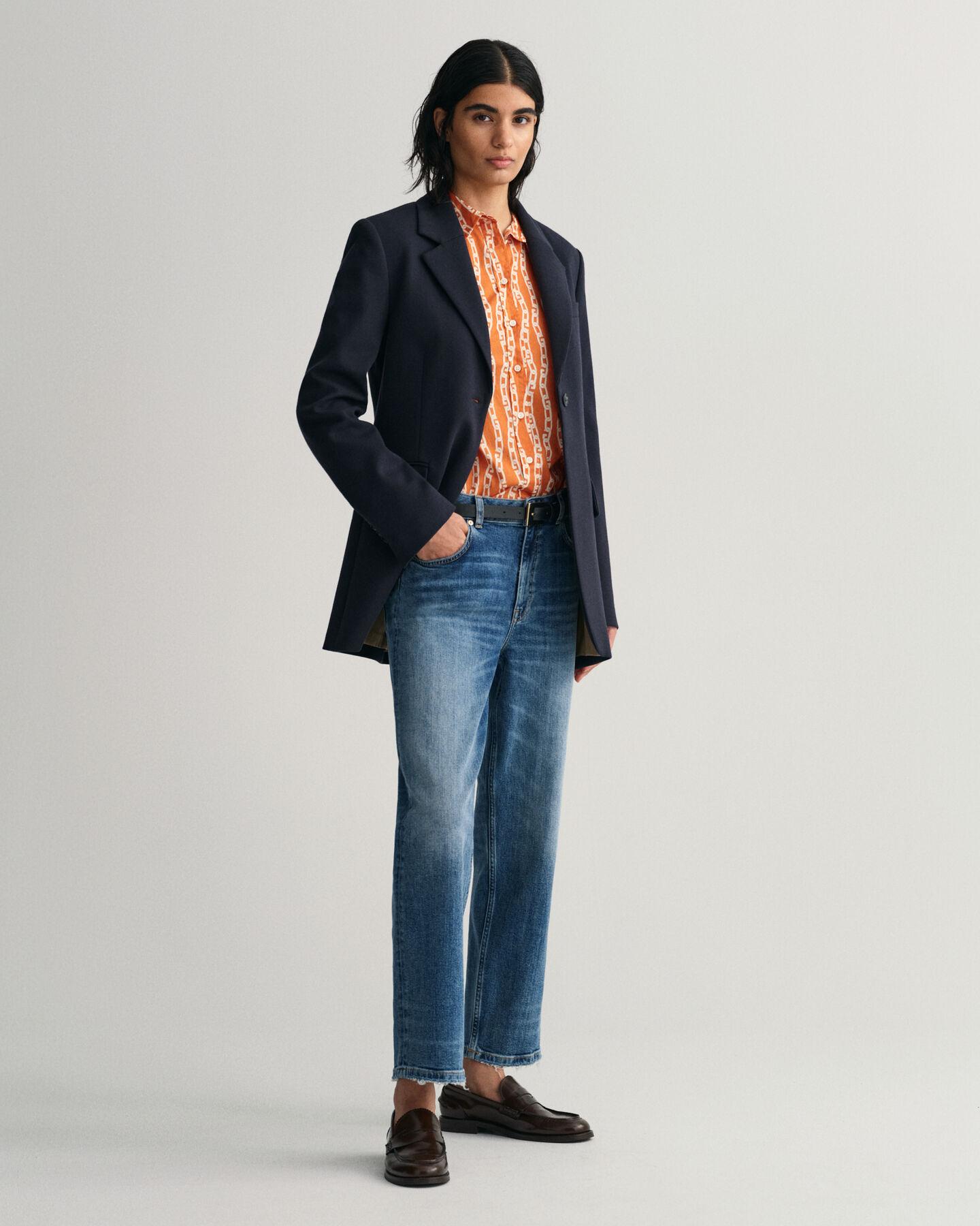 Regular Fit Chain Print Bluse aus Baumwoll-Voile