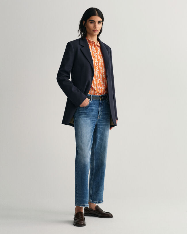 Regular Fit Chain Print Bluse aus Baumwoll-Voile