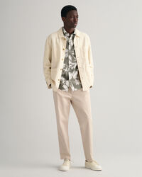 Regular Fit Baumwoll Leinen Hemd mit Sonnenblumen-Print