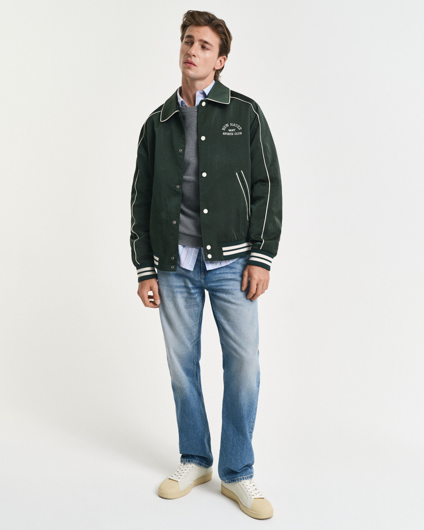 Rundhalspullover aus Baumwoll-Piqué