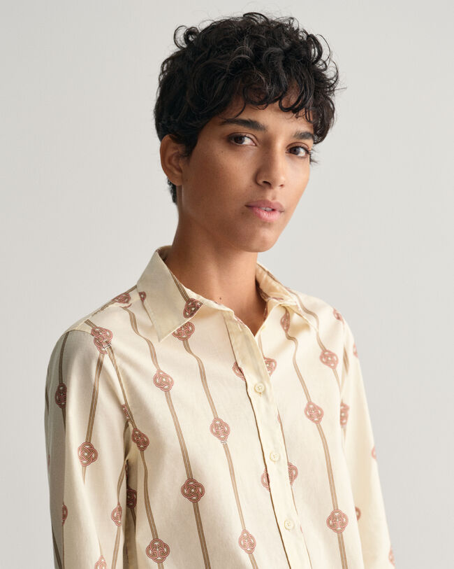 Regular Fit Monogram Baumwoll Voile Bluse mit Streifen