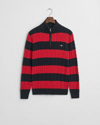 Gestreifter Zopfstrick-Troyer aus Baumwolle