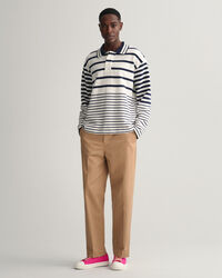 Gestreiftes Heavy Strick Rugger mit Kragen