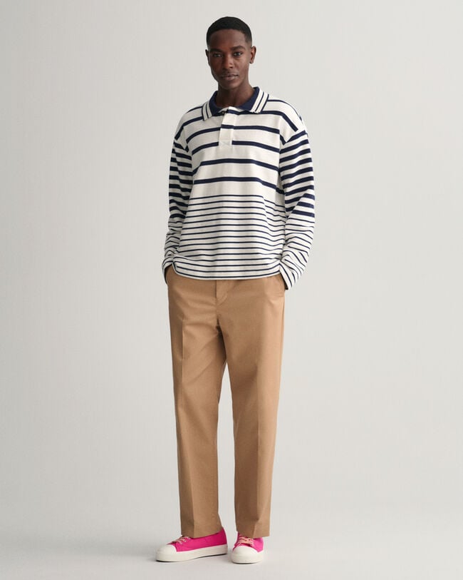 Gestreiftes Heavy Strick Rugger mit Kragen