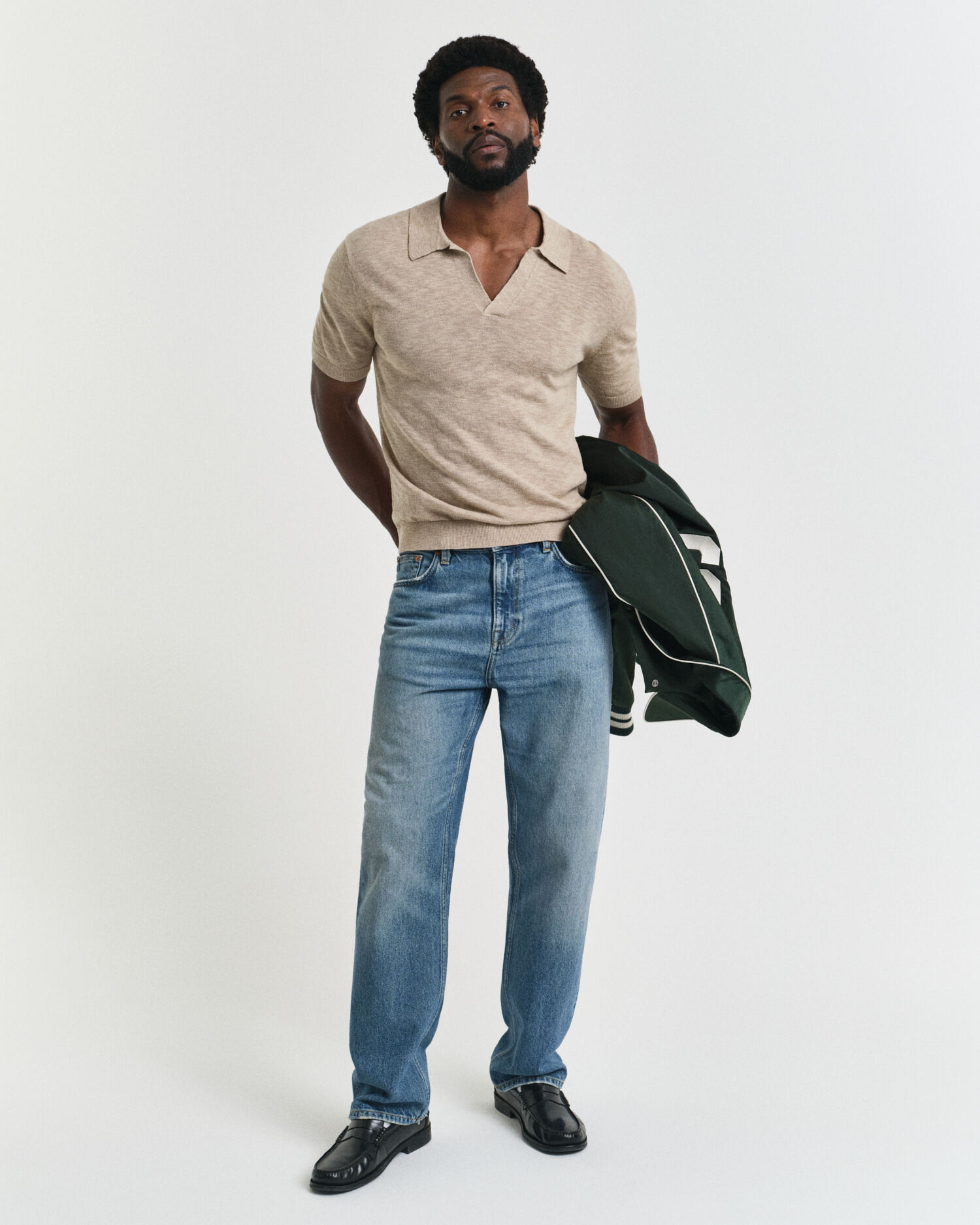 Kurzarm Polopullover aus Leinenmix