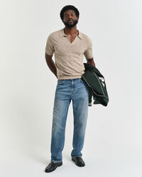 Kurzarm Polopullover aus Leinenmix