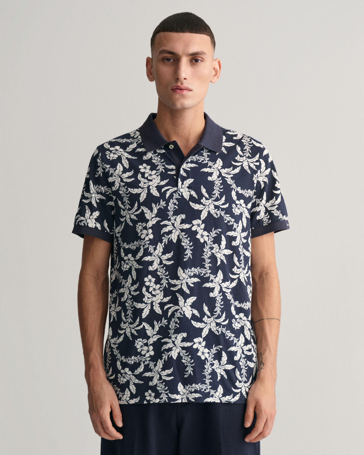 Palm Lei Print Piqué Poloshirt