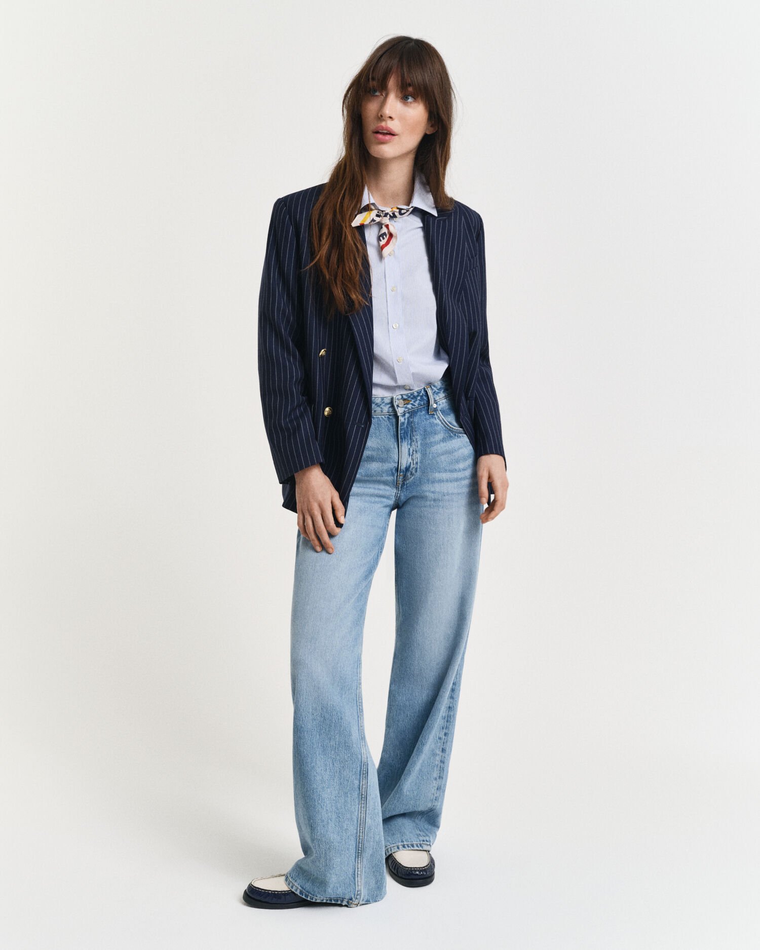 Regular Fit Classic Popeline Bluse mit Streifen