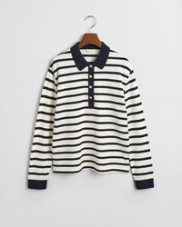 Breton Striped Piqué Langarm-Poloshirt