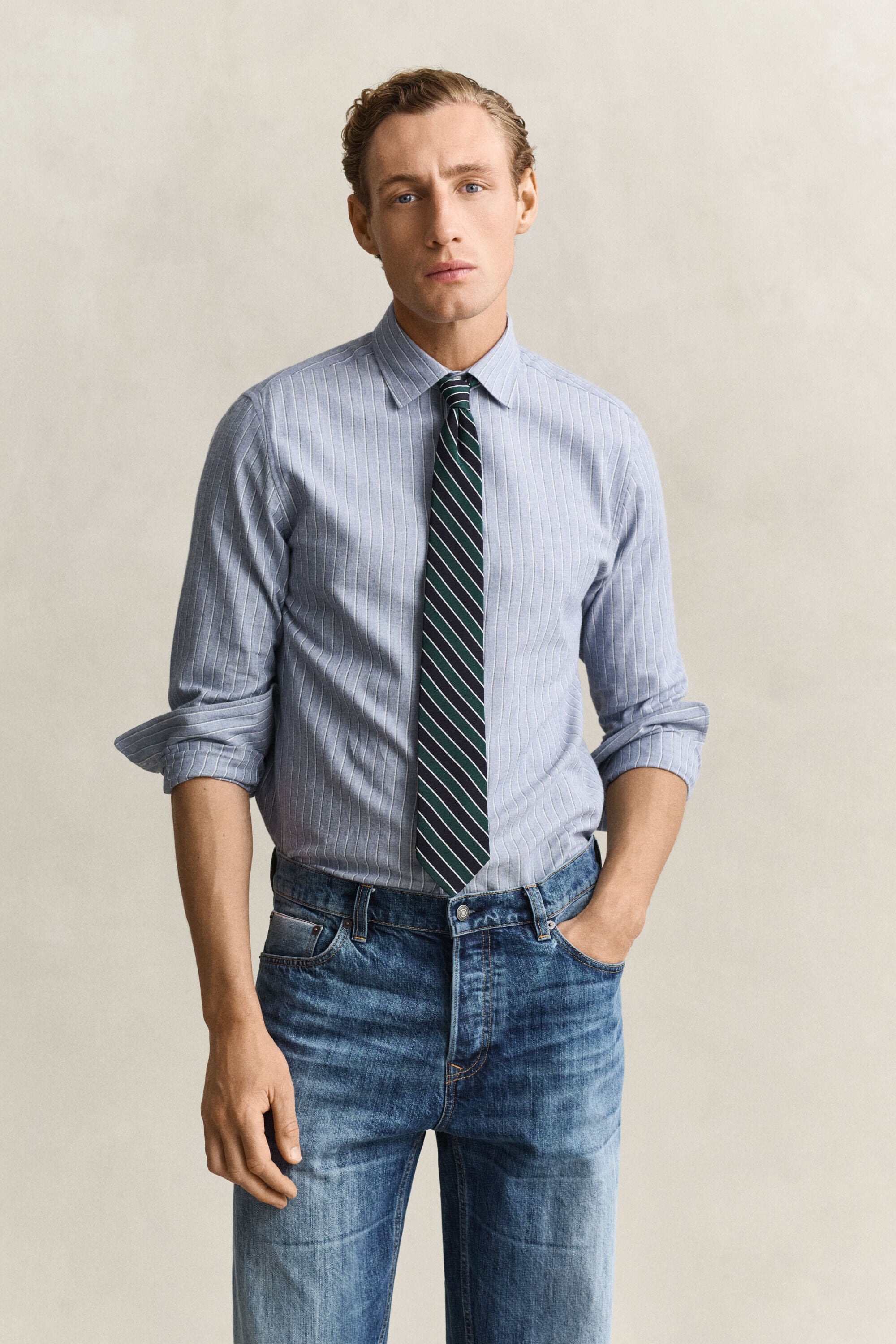 Striped Flannel Mélange Shirt