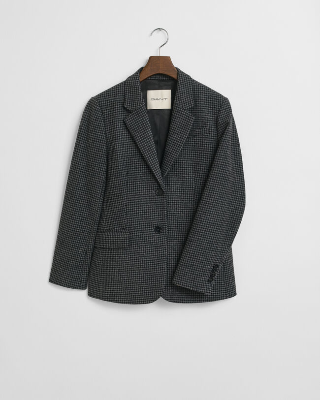 Regular Fit Houndstooth Blazer aus Wolle