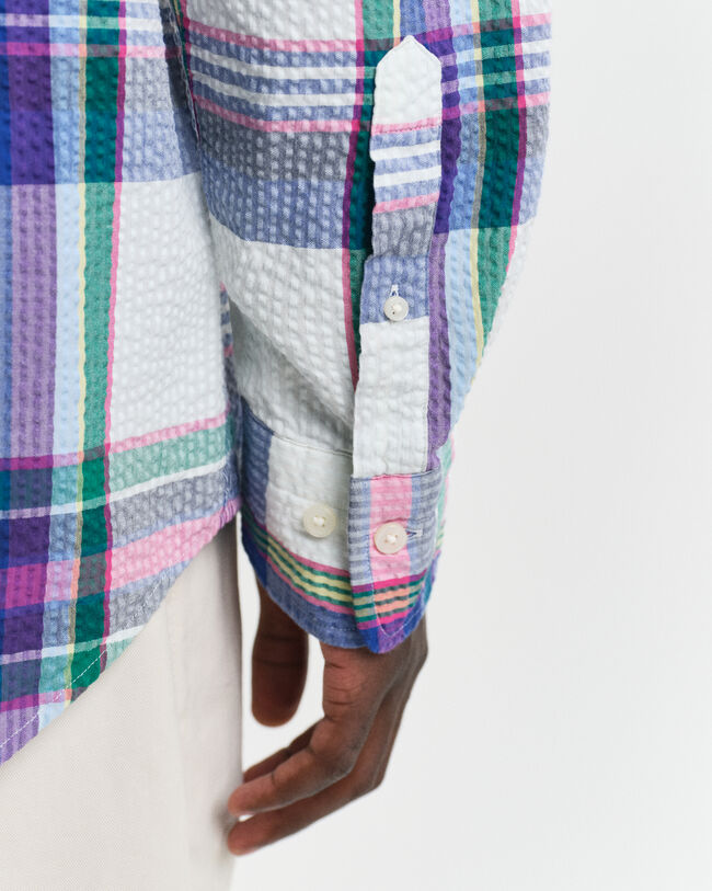 Regular Fit Seersucker Madras Hemd