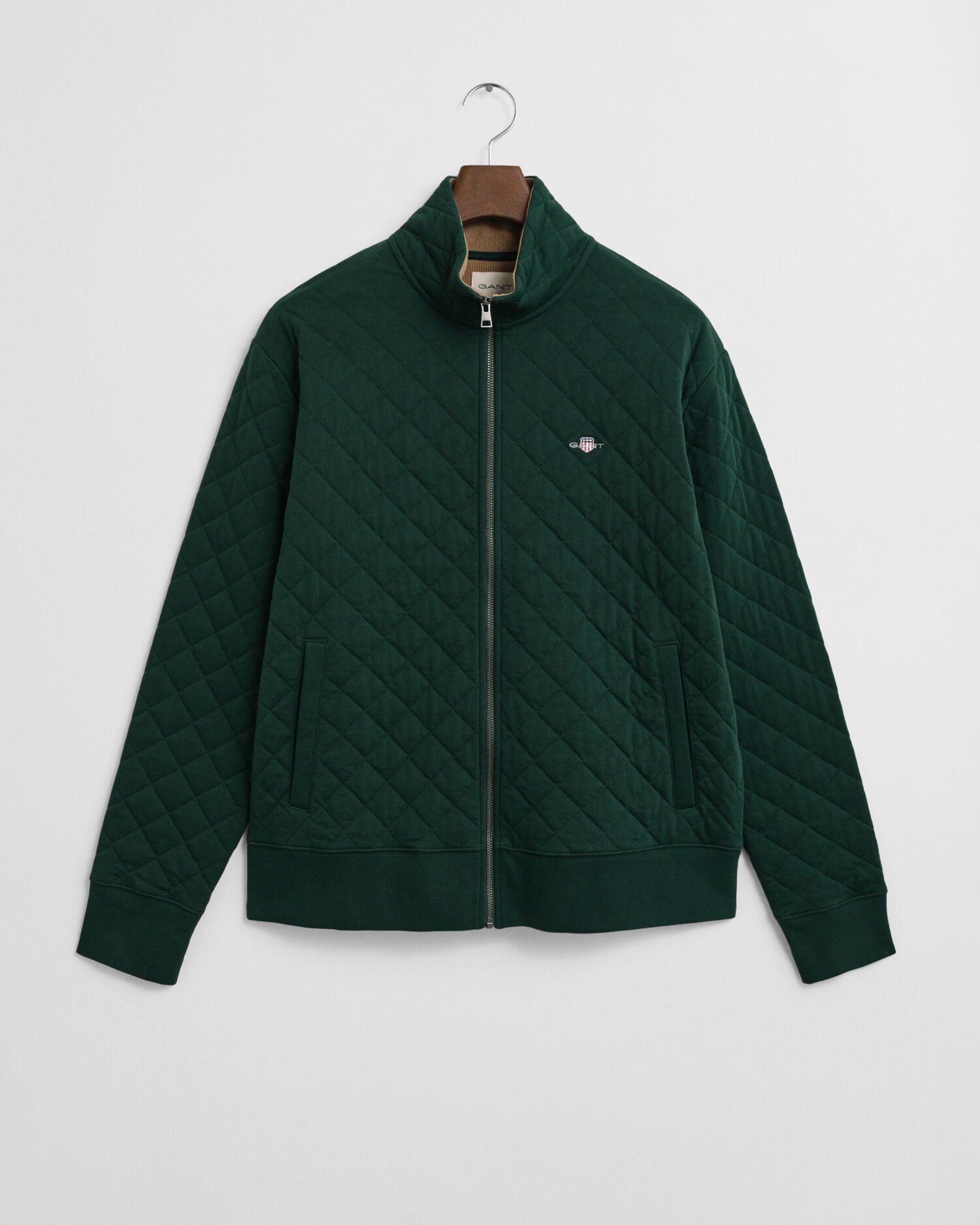Corduroy Collar Quilted Zip Sweatshirt
