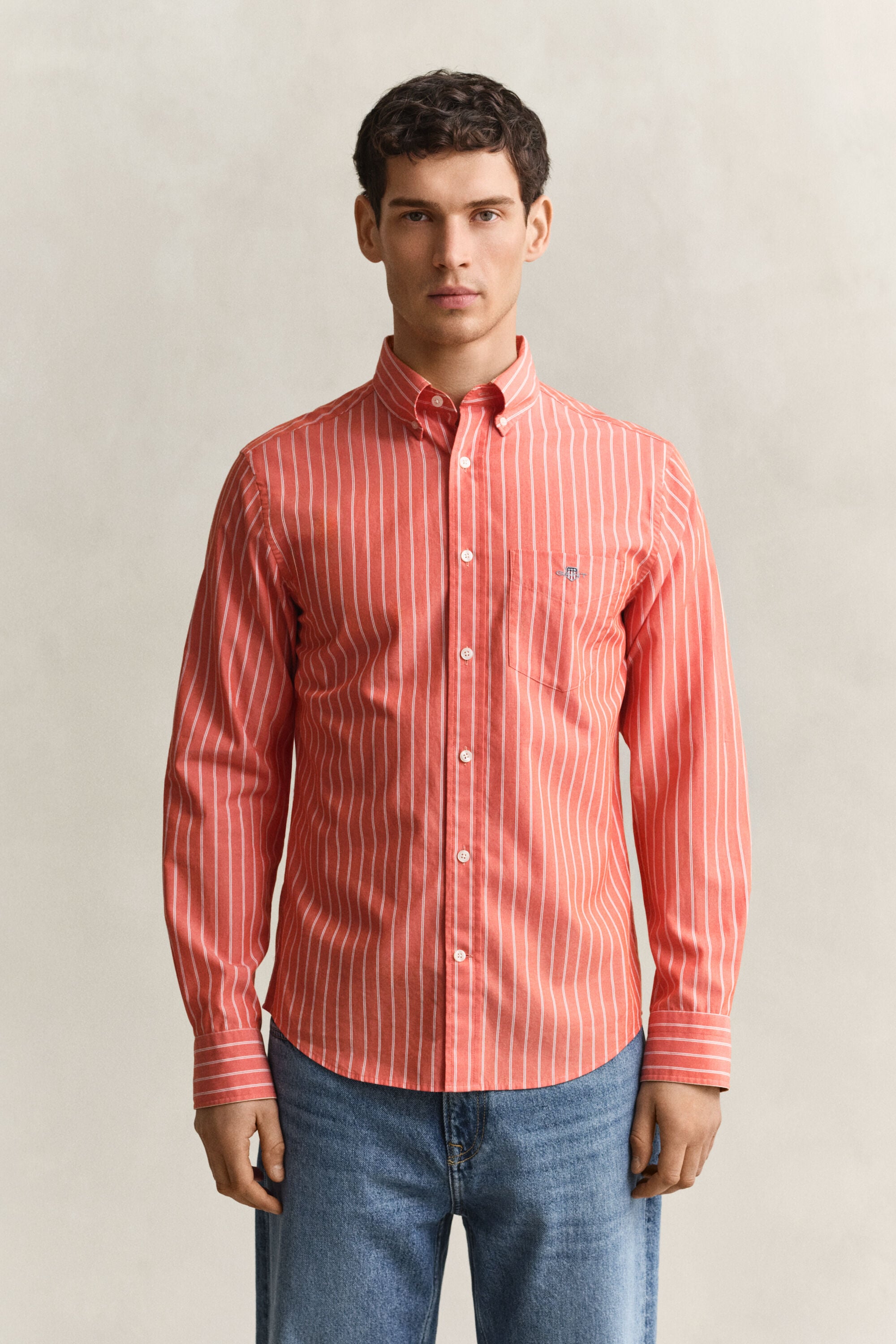 Camicia classica in popeline a righe