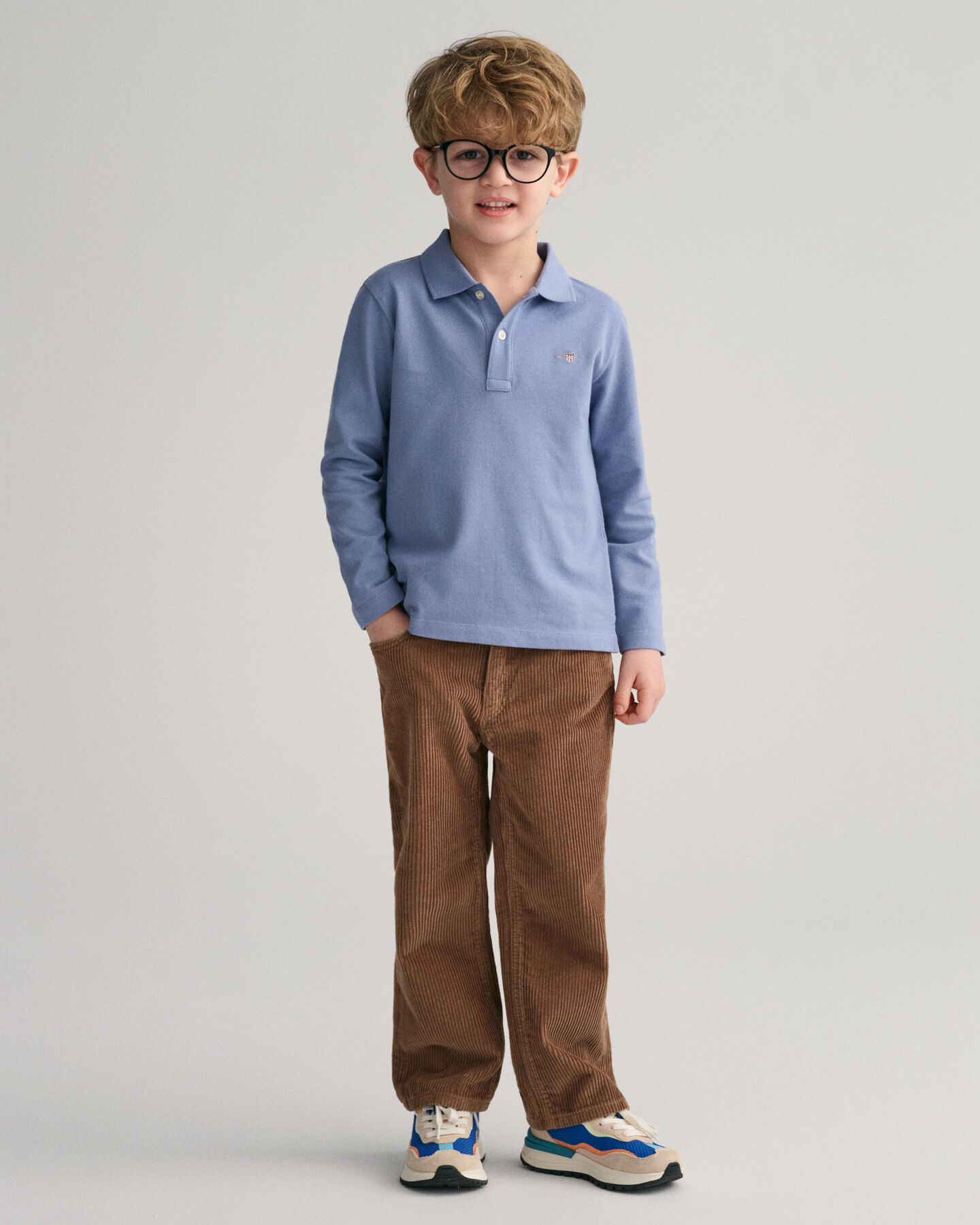 Kids Shield Piqu&eacute; Langarm-Poloshirt