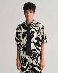 Relaxed Fit Palm Print Kurzarmbluse