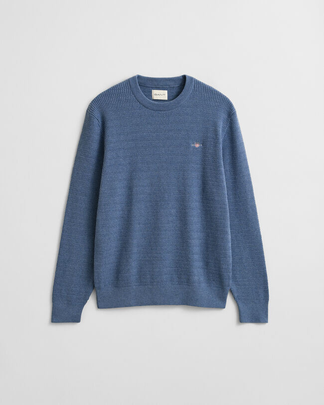 Rundhalspullover mit Mini-Zopfmuster