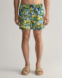 Classic Fit Badeshorts mit tropischem Print