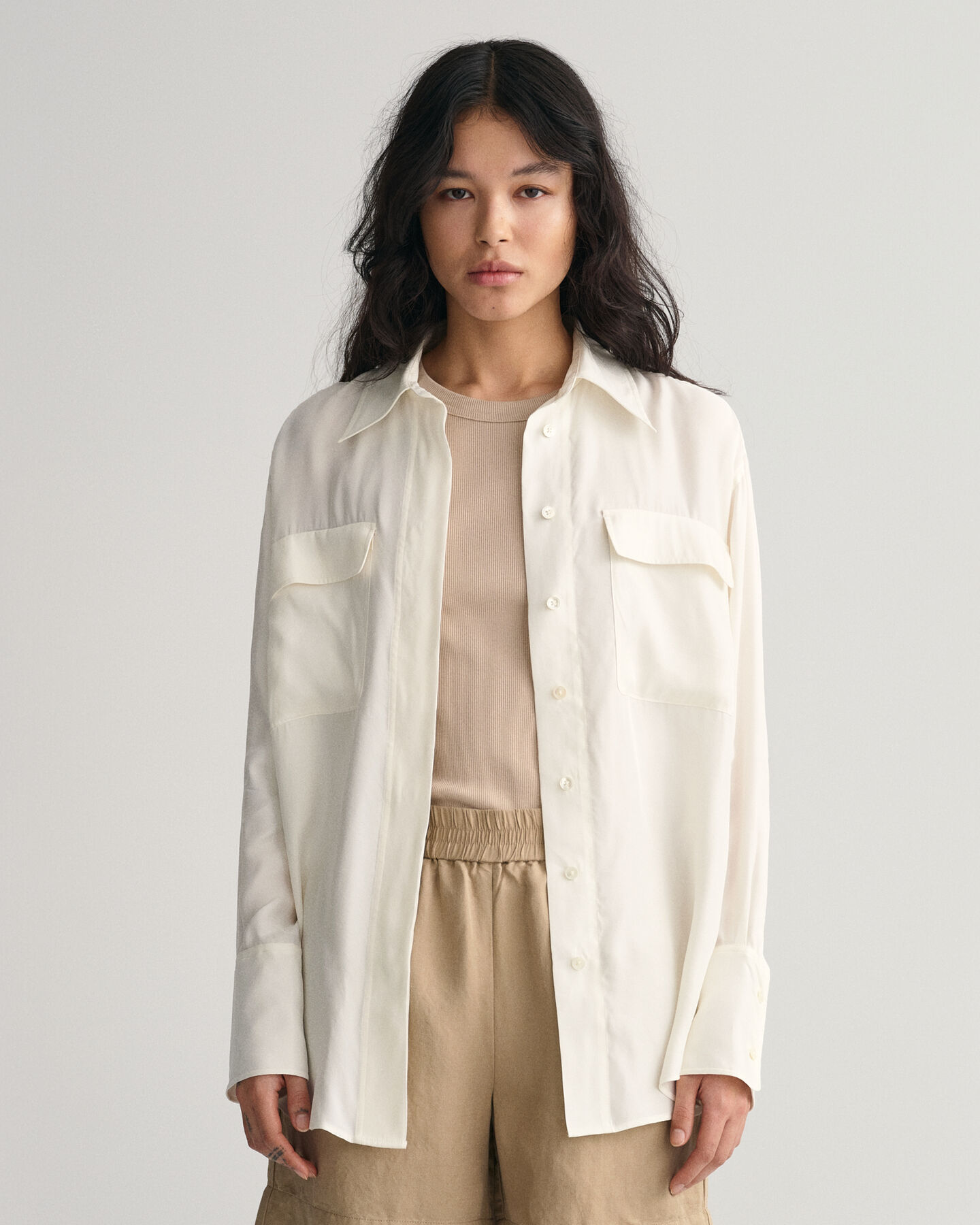 Relaxed Fit Bluse mit Pattentaschen