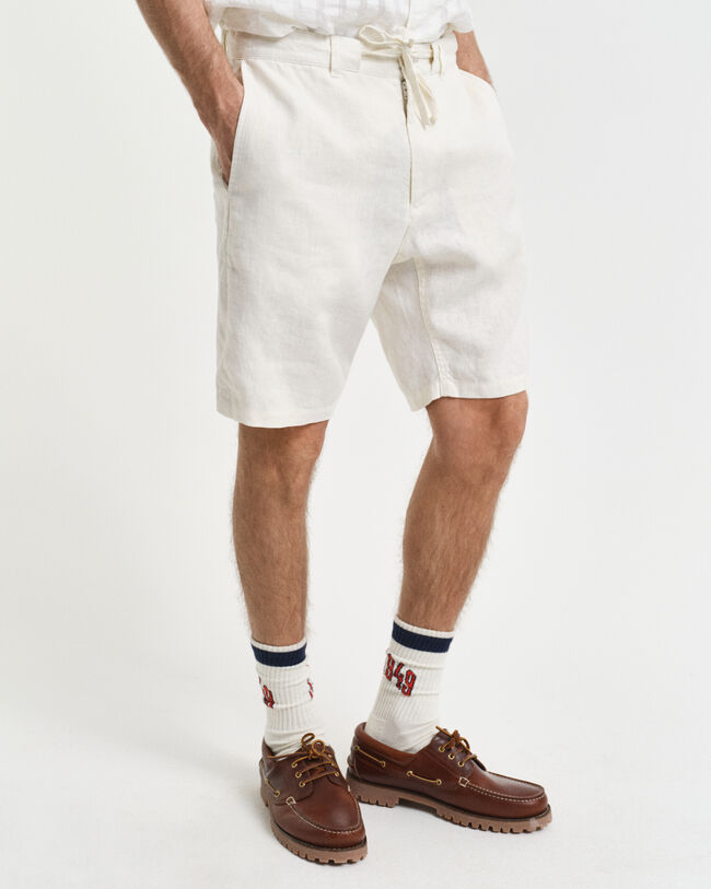 Relaxed Fit Leinen Shorts mit Kordelzug