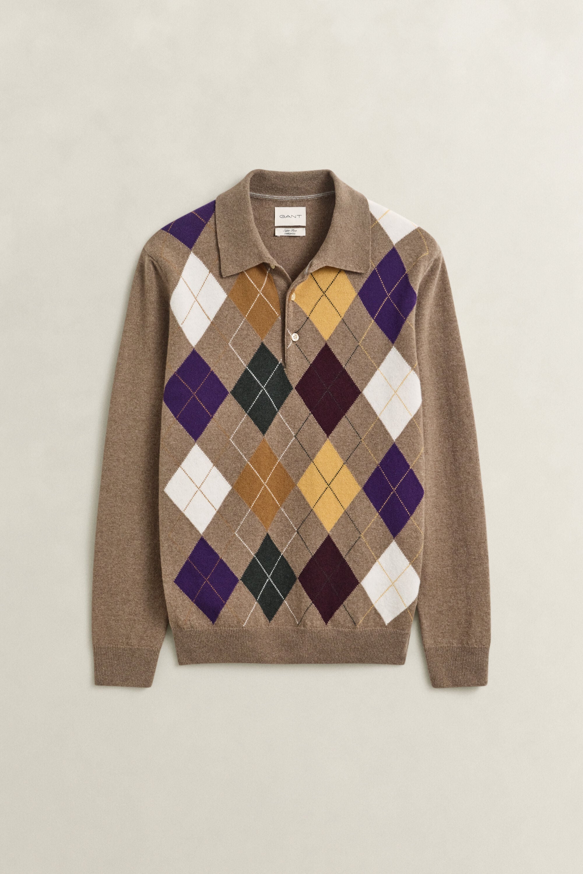 Superfine Lambswool Argyle Polo Sweater