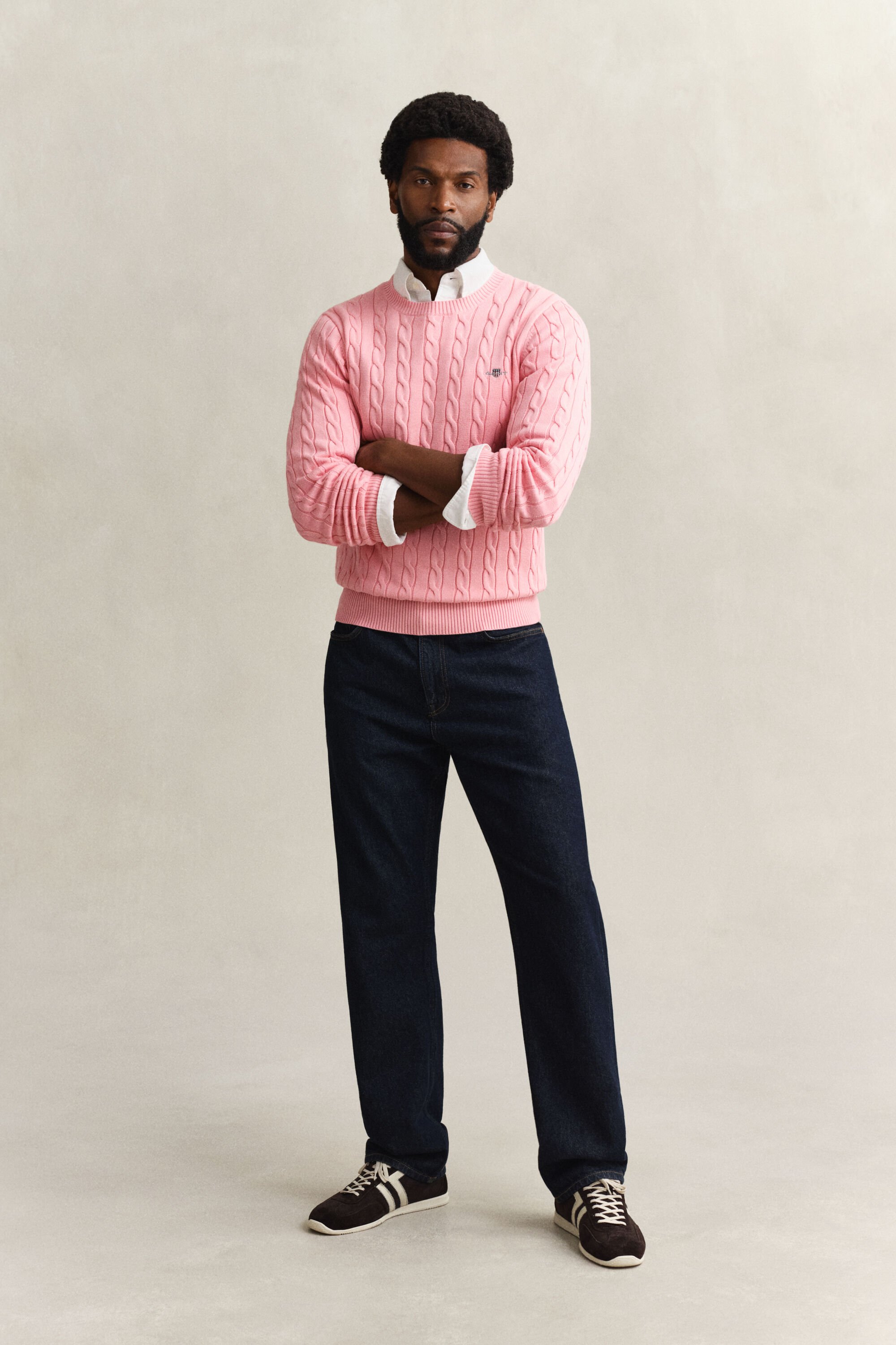 Pull col rond en maille de coton torsadée