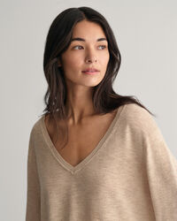 V-Neck Pullover aus Leinenmischgewebe