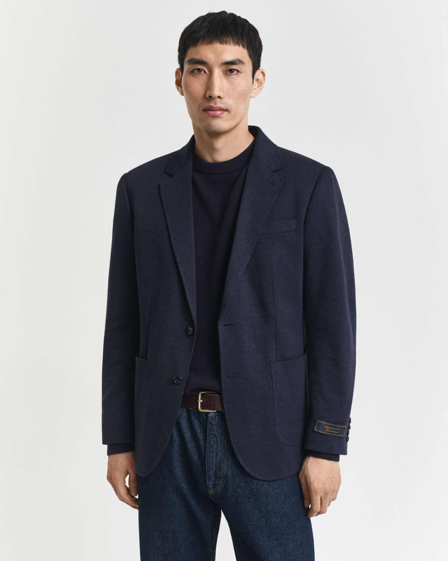 Blazer in jersey bicolore in piqué slim fit