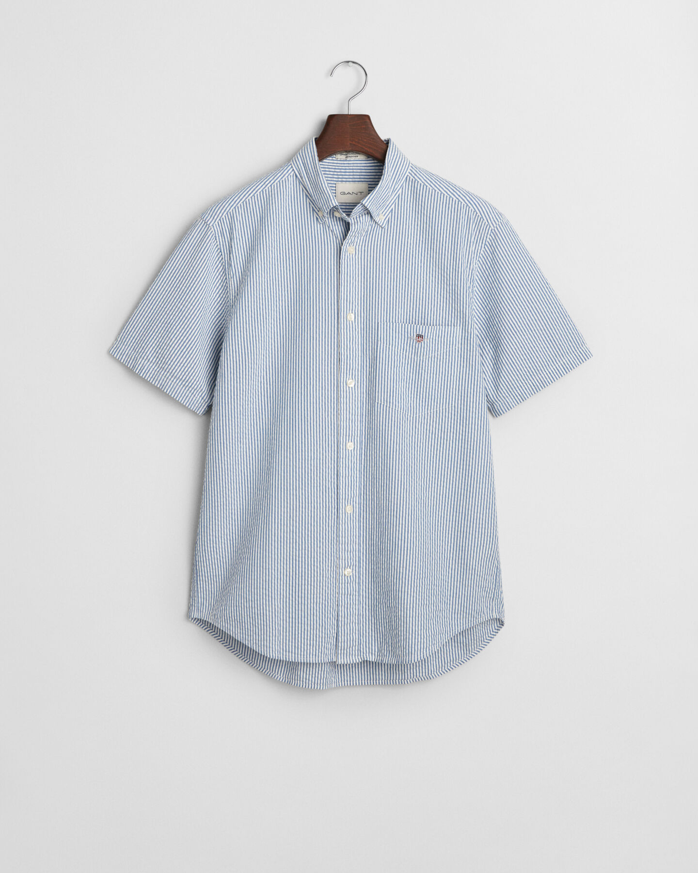 Regular Fit Seersucker Kurzarmhemd mit Streifen