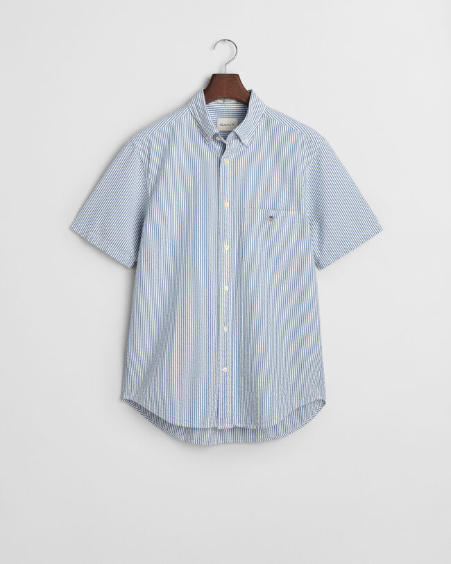 Regular Fit Seersucker Kurzarmhemd mit Streifen
