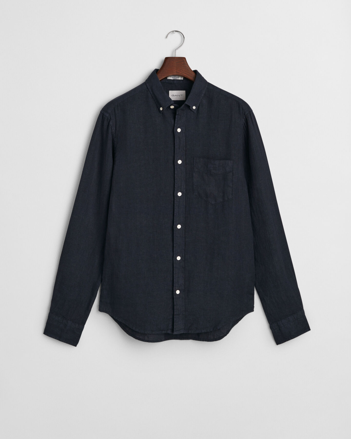 Stückgefärbtes Regular Fit Leinen Hemd