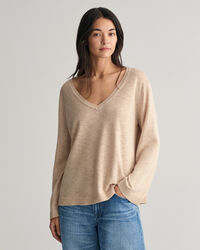 V-Neck Pullover aus Leinenmischgewebe