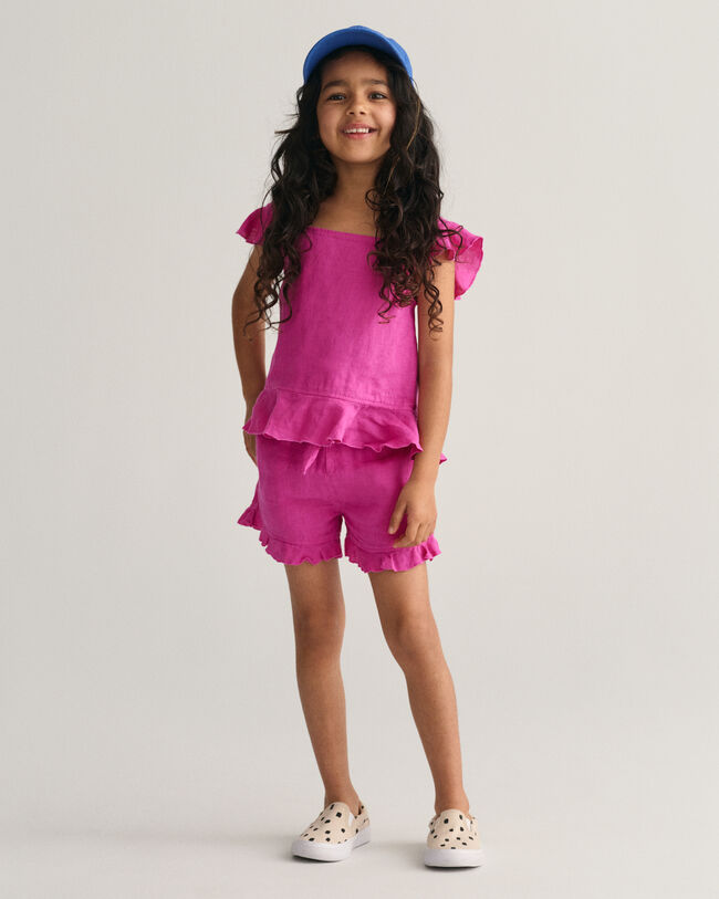 Girls Leinen Shorts mit R&uuml;schen