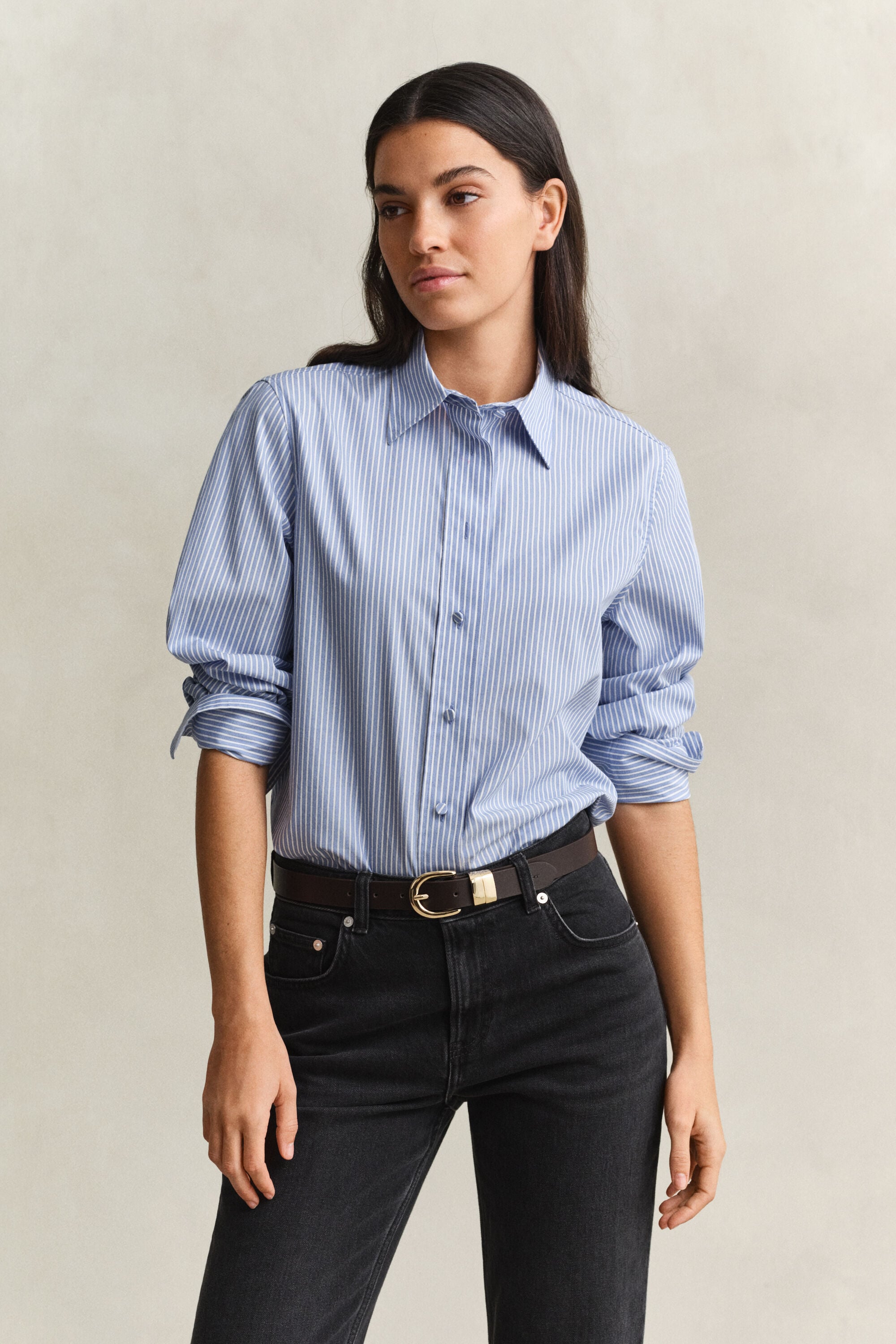 Gestreifte Bluse mit Passe