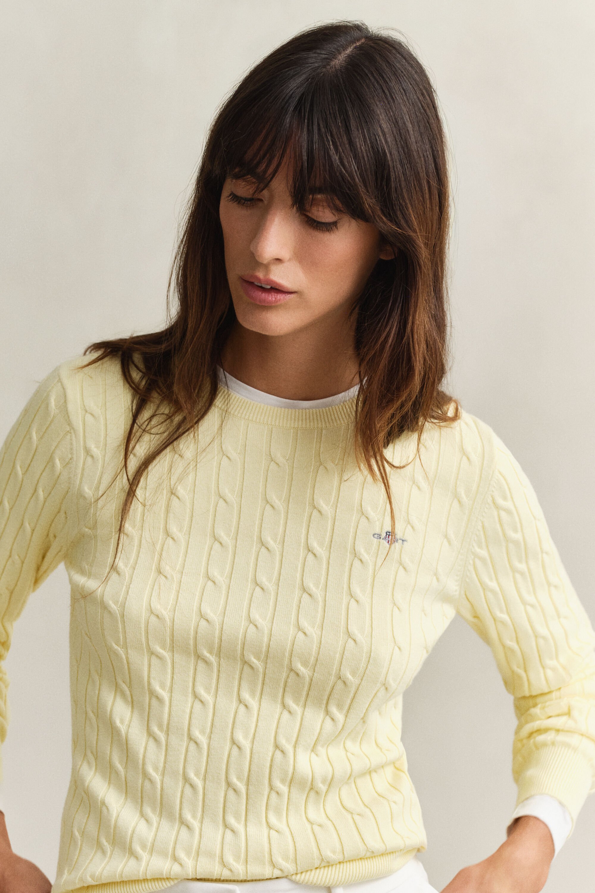 Pull col rond en maille torsadée