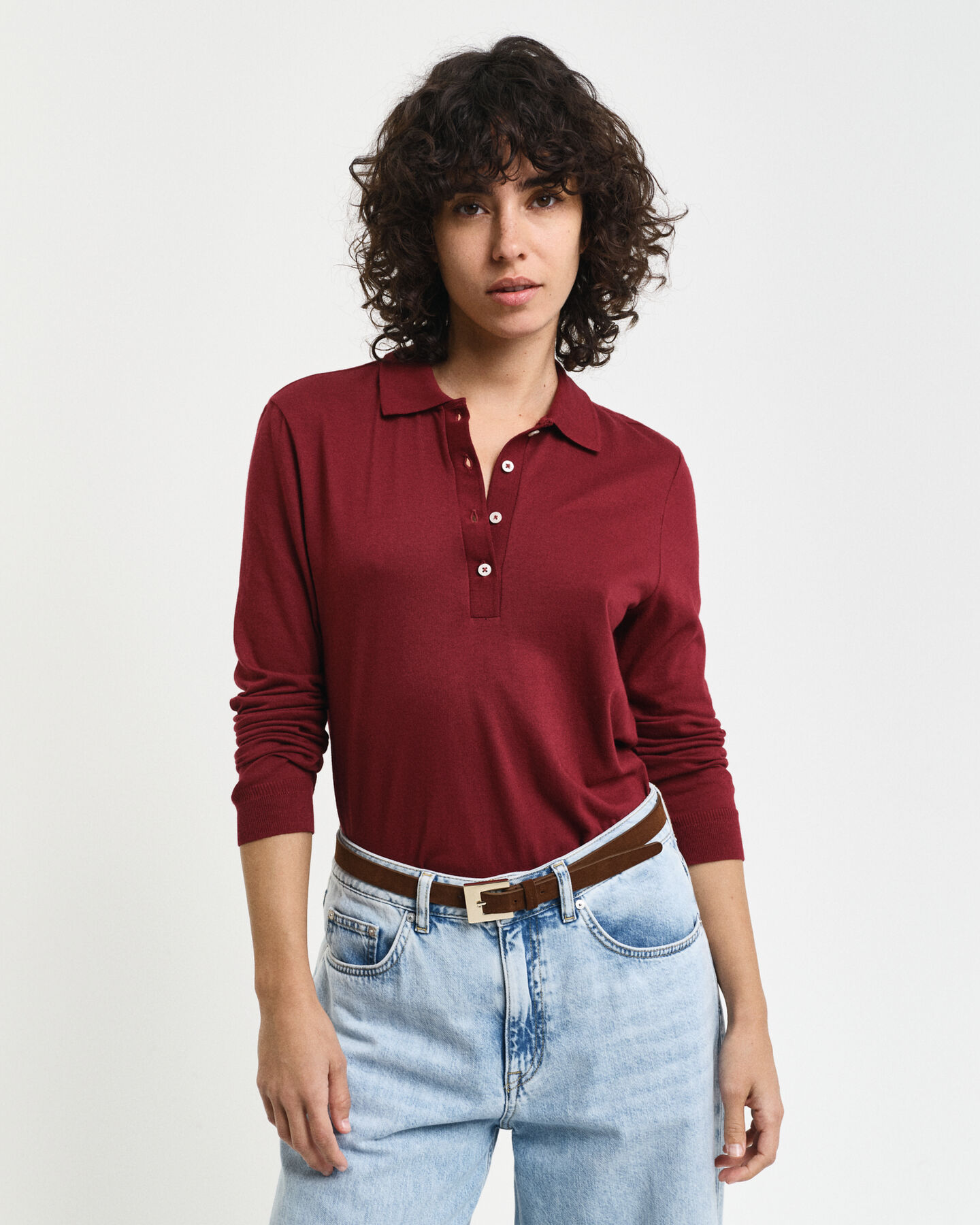 Nahtloses Langarm-Poloshirt