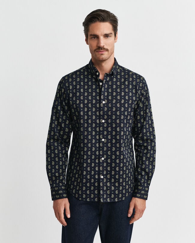 Regular Fit Twill-Hemd mit Paisley-Print