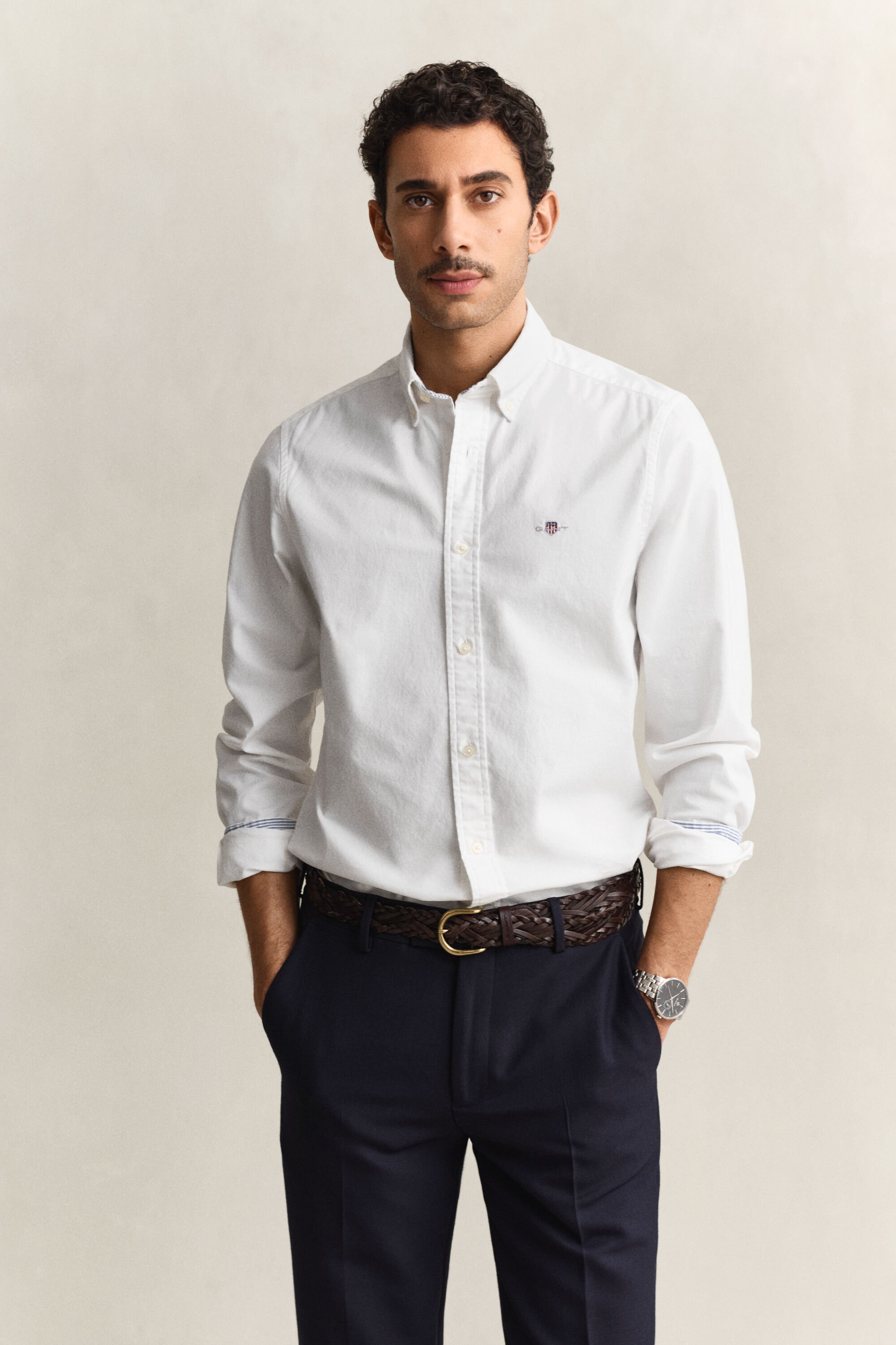 Chemise coupe slim en coton Oxford stretch