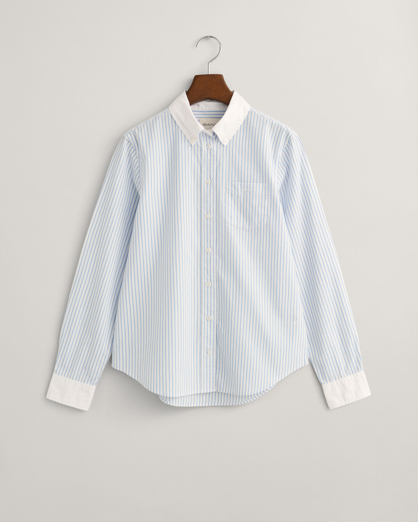 Regular Fit Bluse mit Kontrastkragen und Streifen