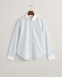 Regular Fit Bluse mit Kontrastkragen und Streifen