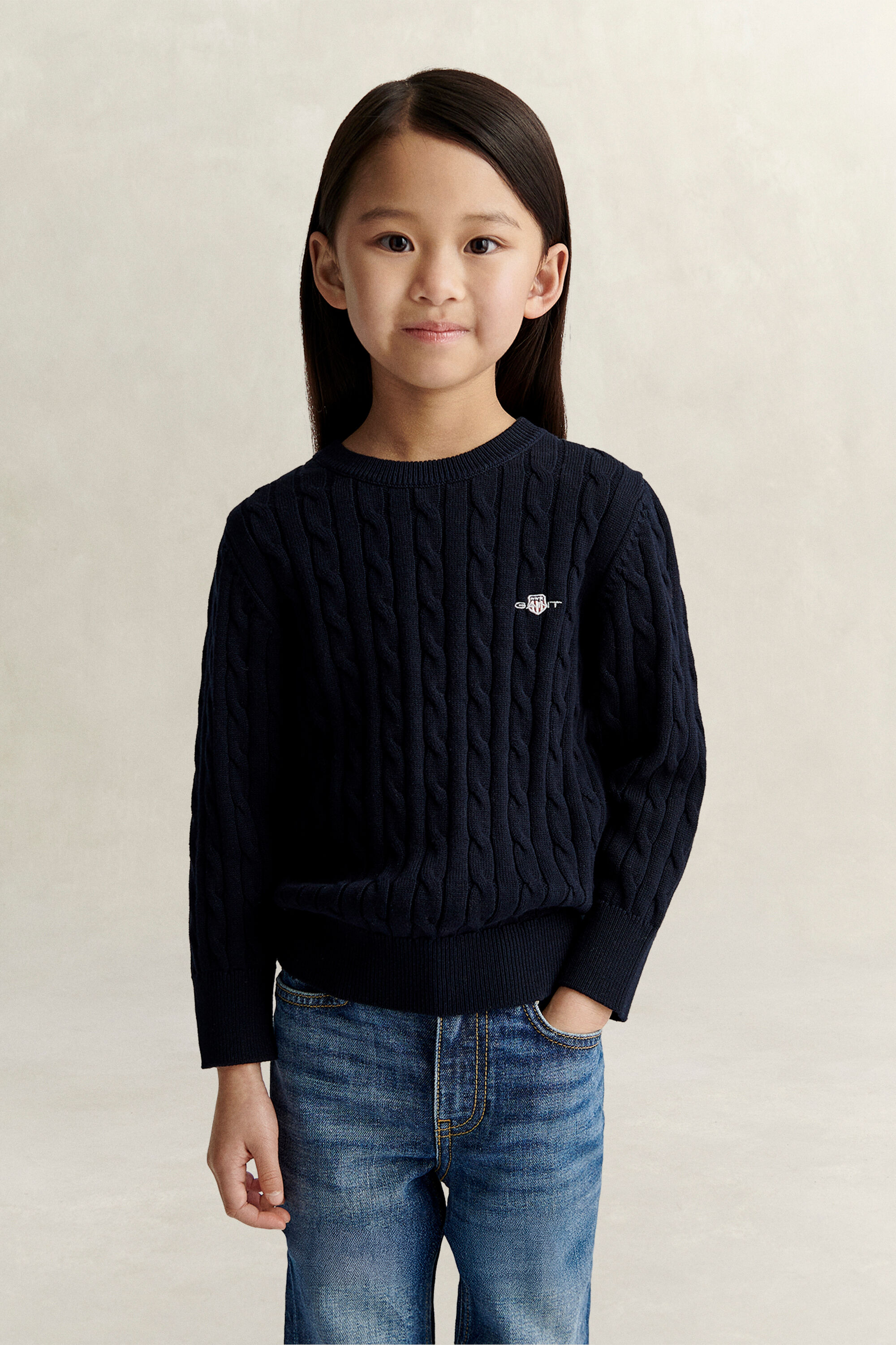 Pull en maille torsadée Shield Fille