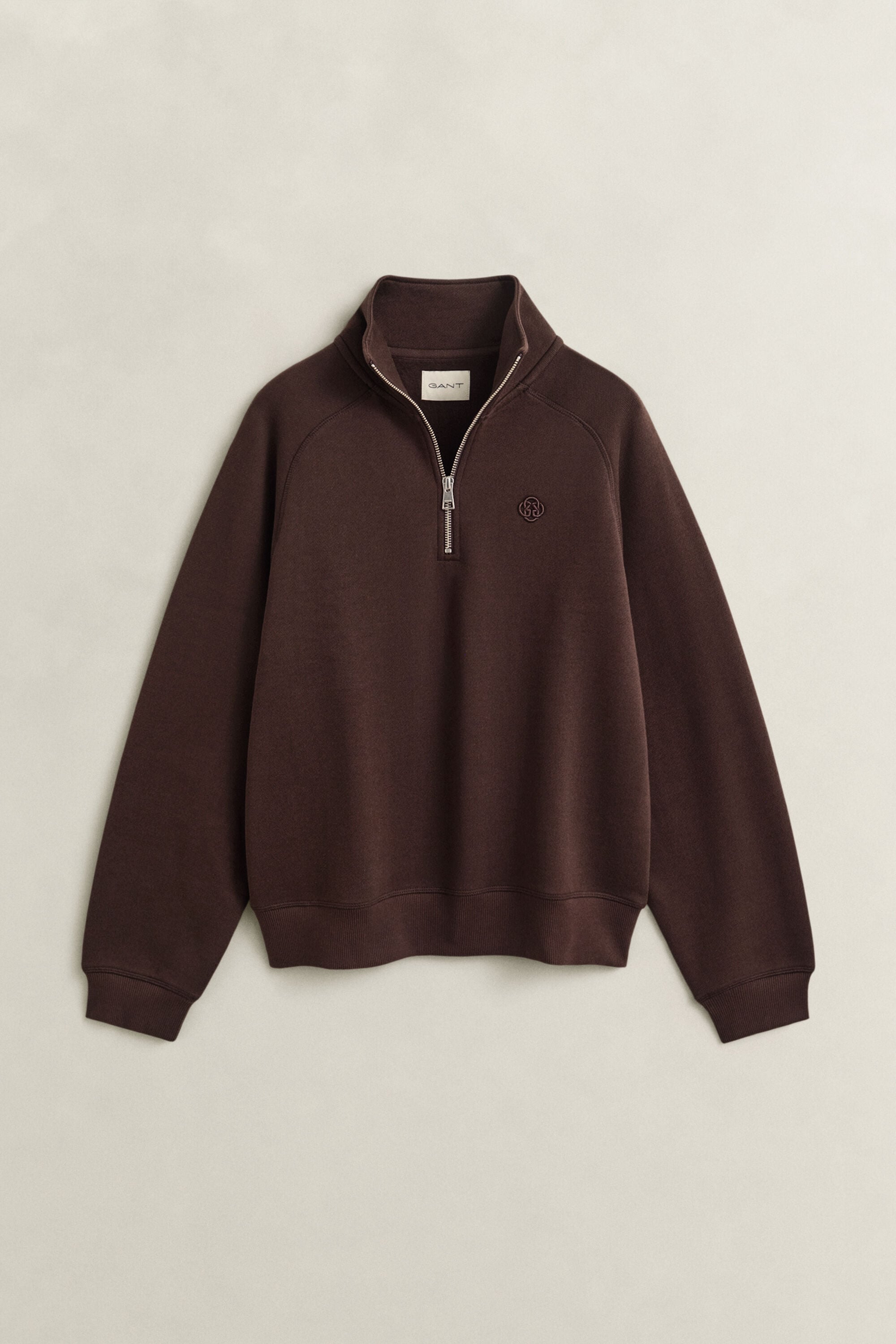 Besticktes Sweatshirt mit Reißverschlusskragen