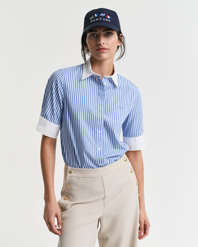 Regular Fit Kontrast Bluse mit Streifen