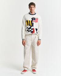 Relaxed Fit Chinohose mit Bundfalten aus Baumwolltwill