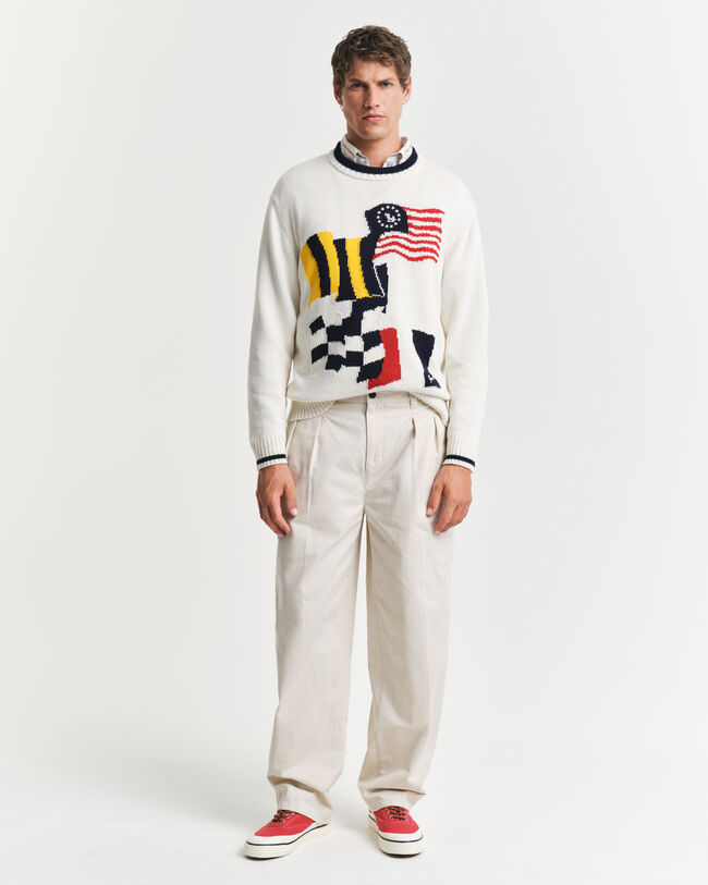 Relaxed Fit Chinohose mit Bundfalten aus Baumwolltwill