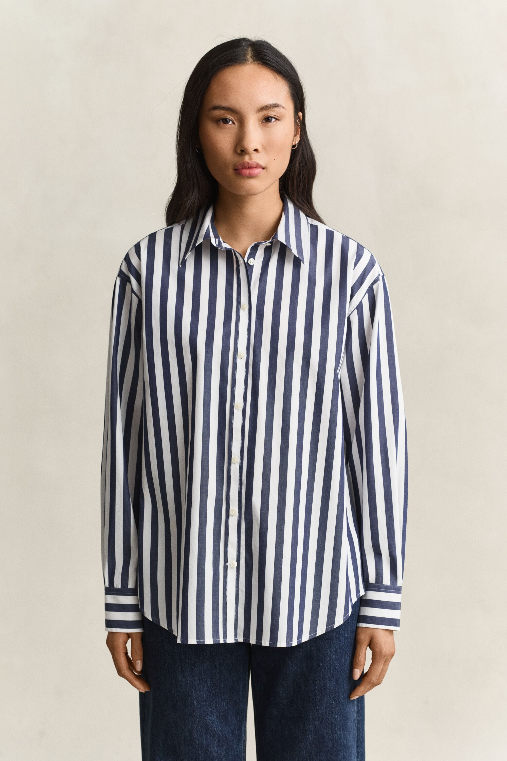 Camicia in popeline a righe relaxed