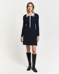 Rippstrick Kleid mit Kontrast