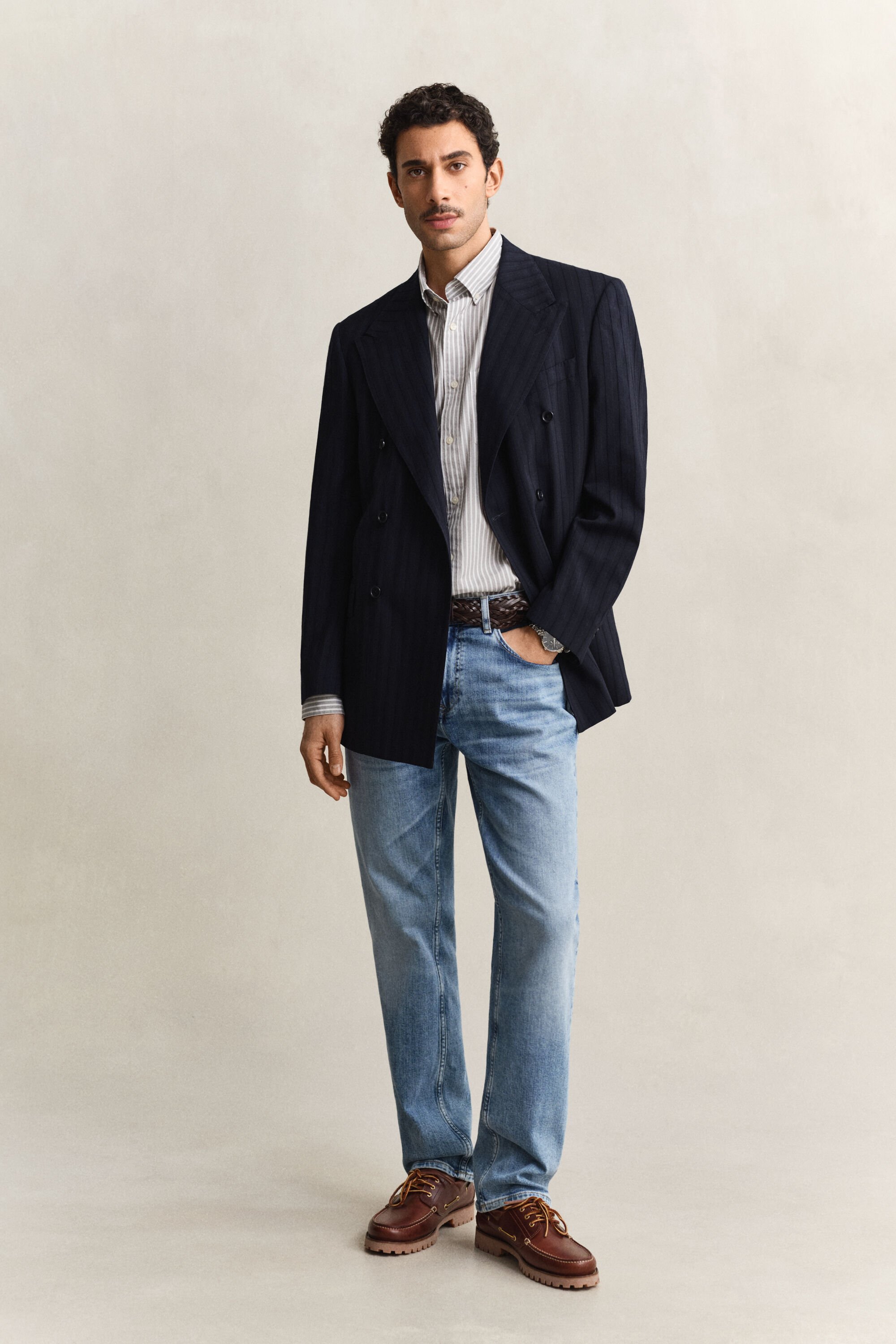 Camicia classica in popeline a righe